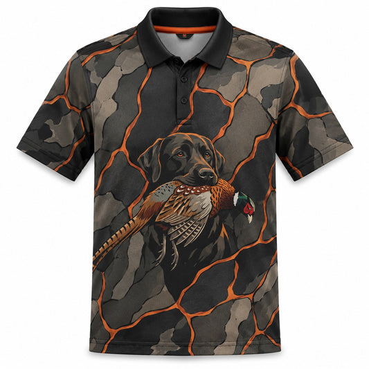 Chocolate Lab Pheasant Hunting Camo Polo Shirt  VCP1004