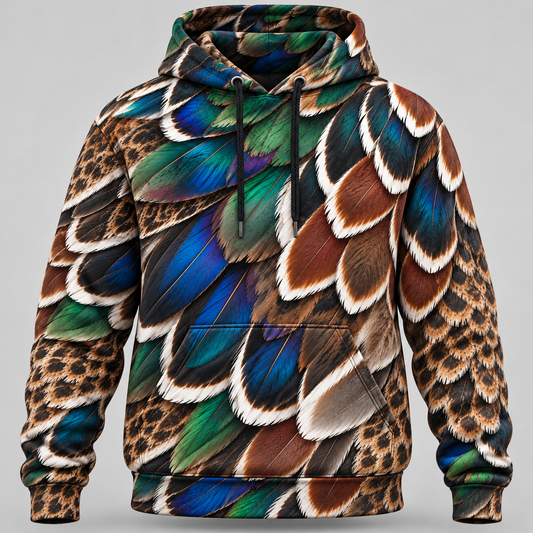 Wood Duck Feather Pattern Hoodie