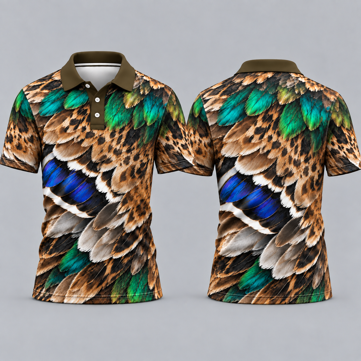 Mallard Duck feather pattern Polo Shirt VCE051031
