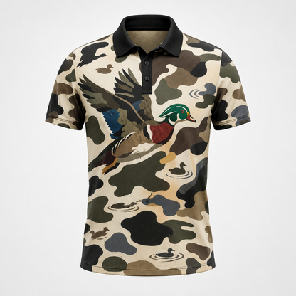 Wood Duck Flying Camo Polo Shirt VCP1024