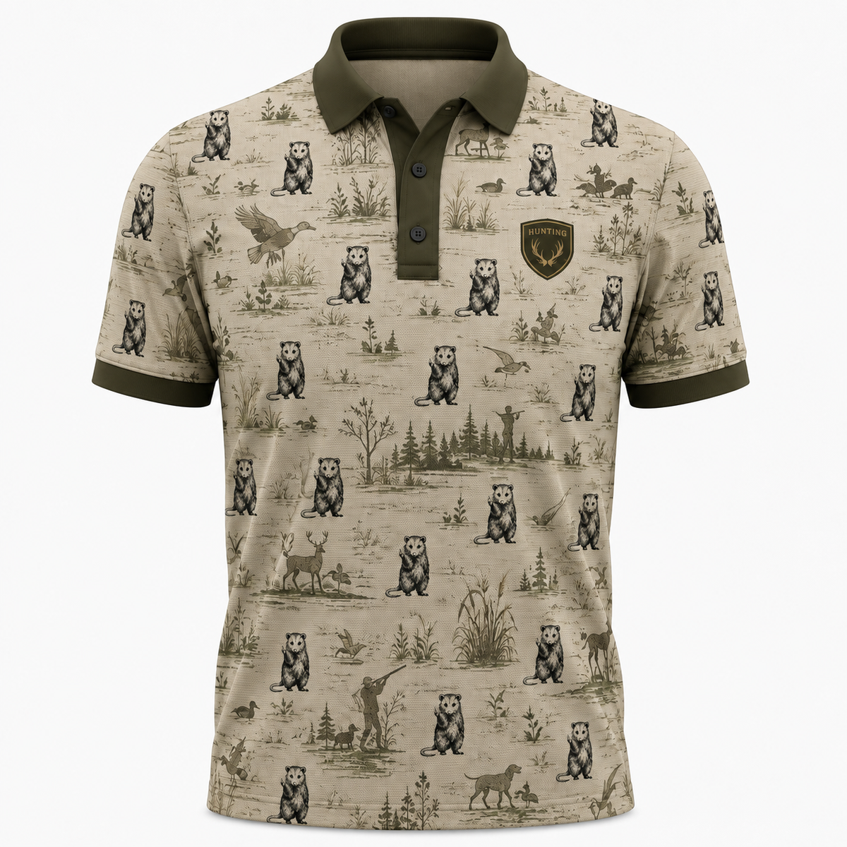 Opossum Hunting Toile Polo Shirt VCP1035