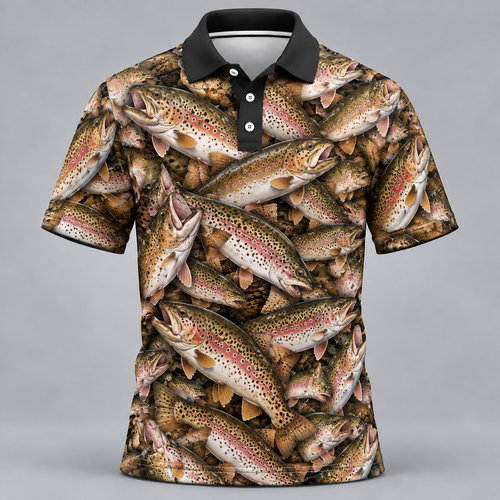 Trout Fishing Camo Polo Shirt VCE051026