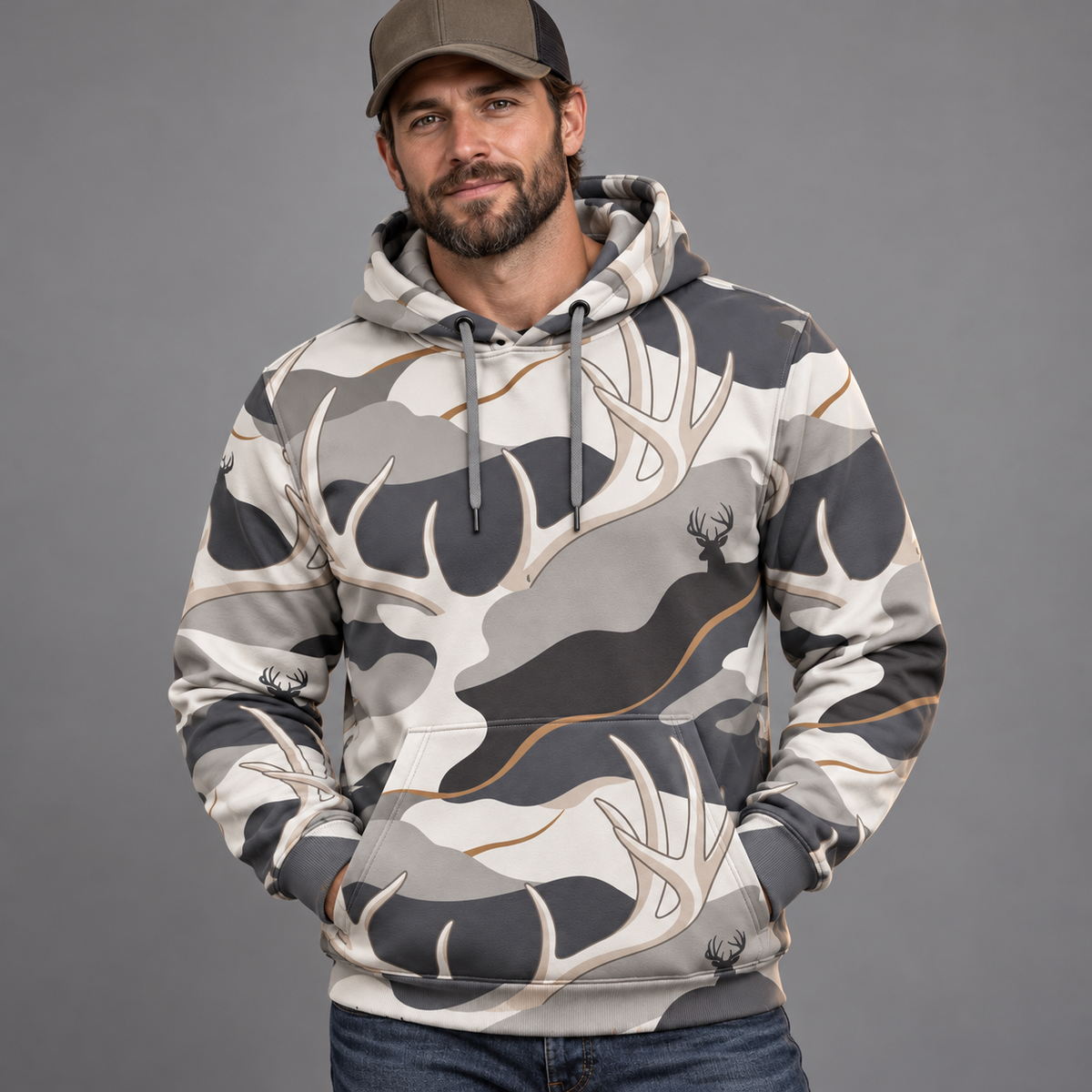 Whitetail Society Deer Antler Pattern Hoodie vc1012