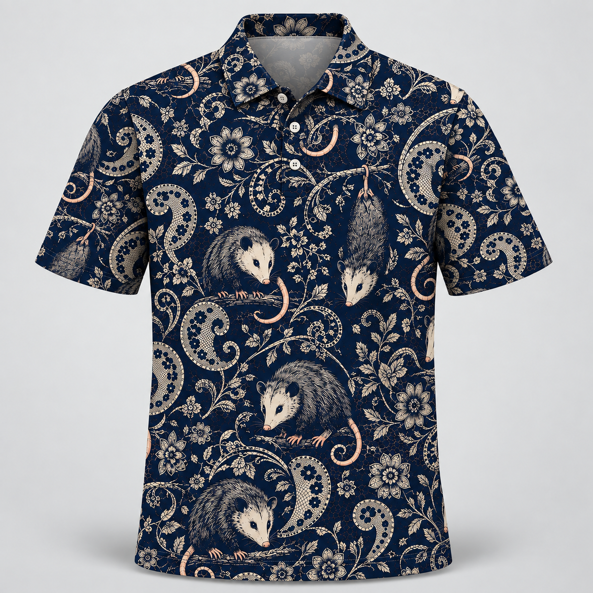 Midnight Opossum Paisley Men Polo Shirt VCP1049