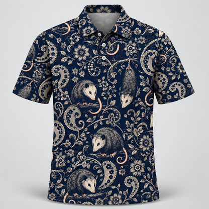 Midnight Opossum Paisley Men Polo Shirt VCP1049