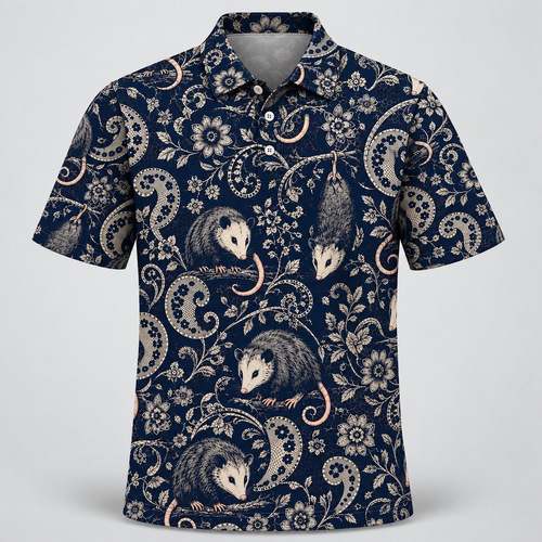 Midnight Opossum Paisley Men Polo Shirt VCP1049