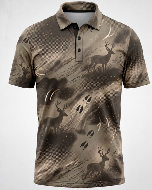 Mule Deer Hunting Tracks Polo Shirt VCP1031