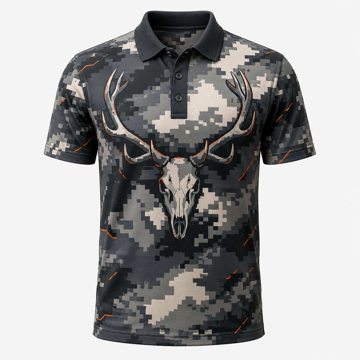 Deer Skull Digital Camo Polo Shirt DVC001