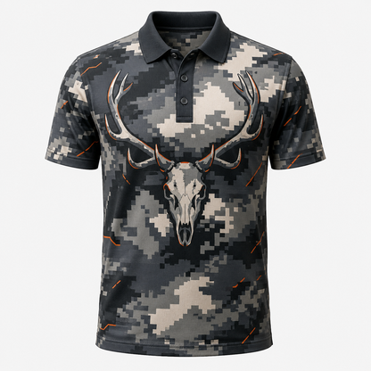 Deer Skull Digital Camo Polo Shirt DVC001