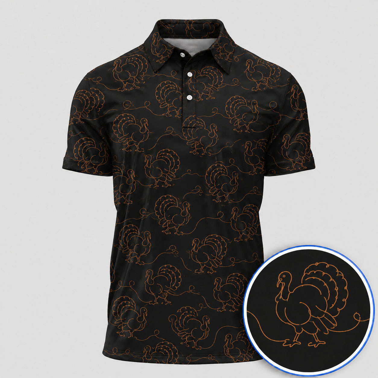 Turkey Hunter Orange Line Art Polo Shirt VCP1028