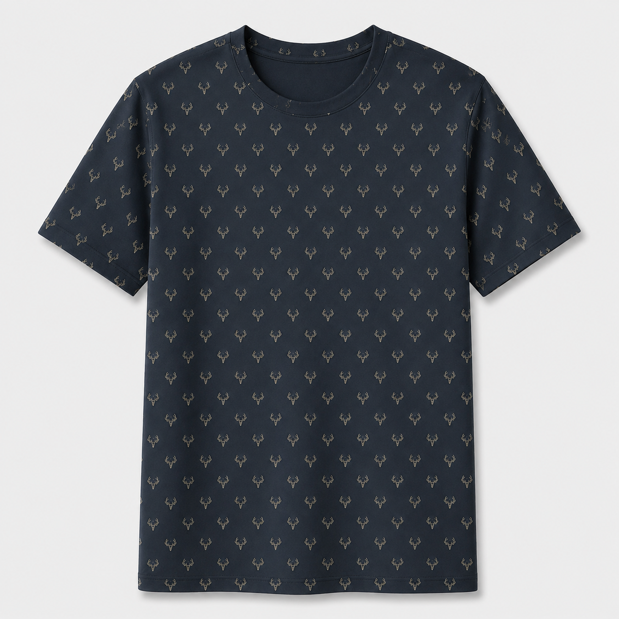Navy Deer Skull Micro Pattern Polo Shirt DP1012