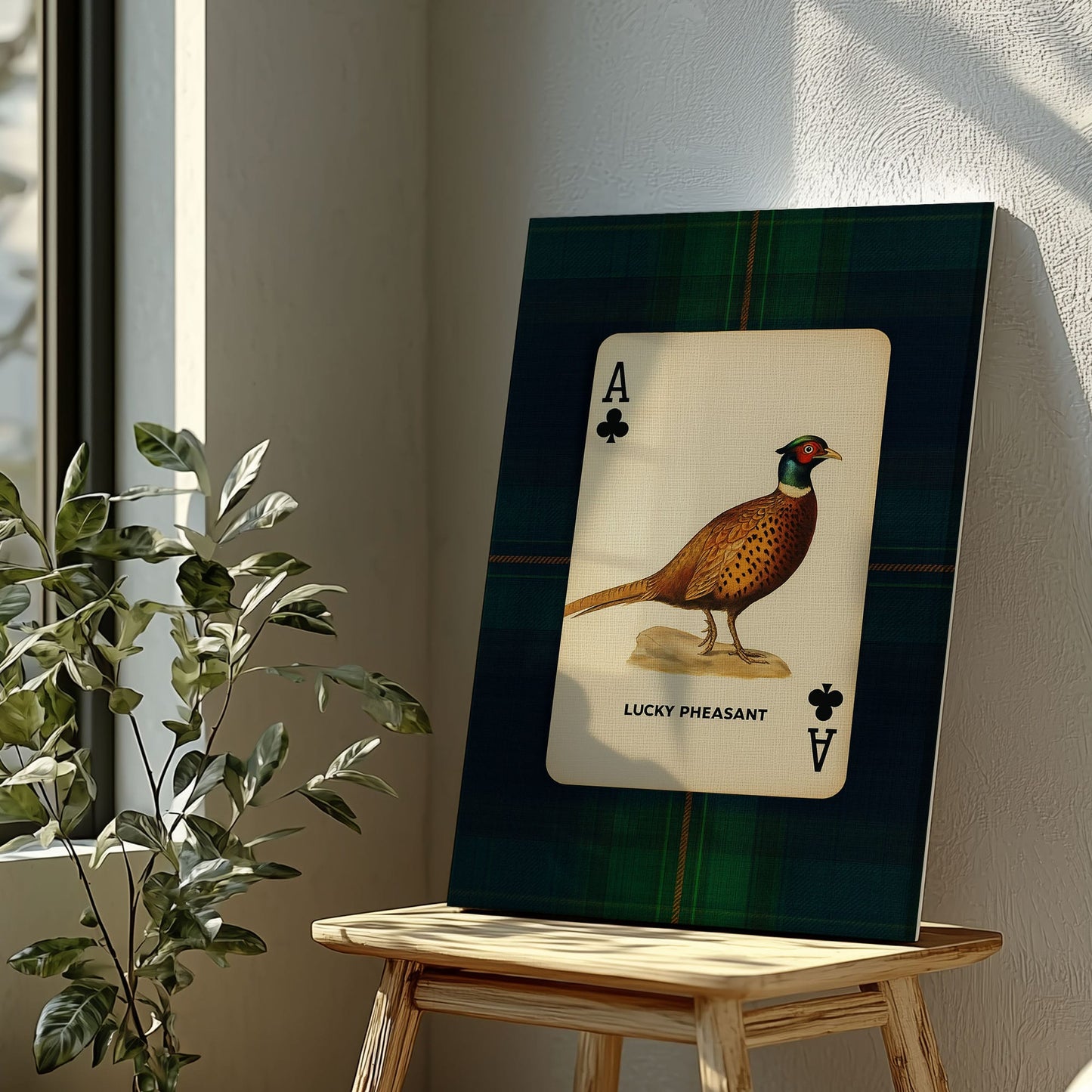 Pheasant Playing Card Art  Ace of Clubs Wildlife Print Canvas