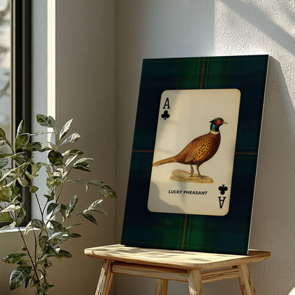 Pheasant Playing Card Art  Ace of Clubs Wildlife Print Canvas