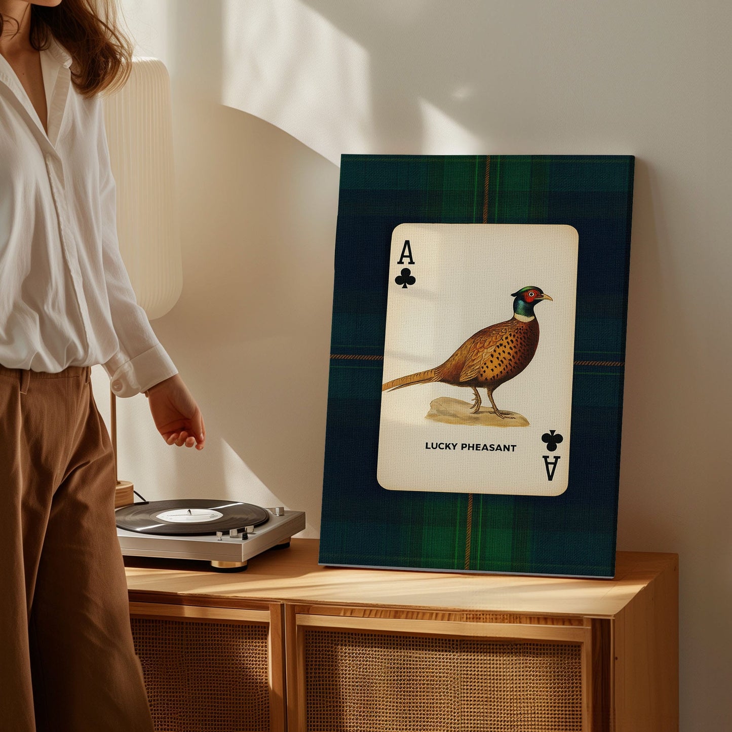 Pheasant Playing Card Art  Ace of Clubs Wildlife Print Canvas