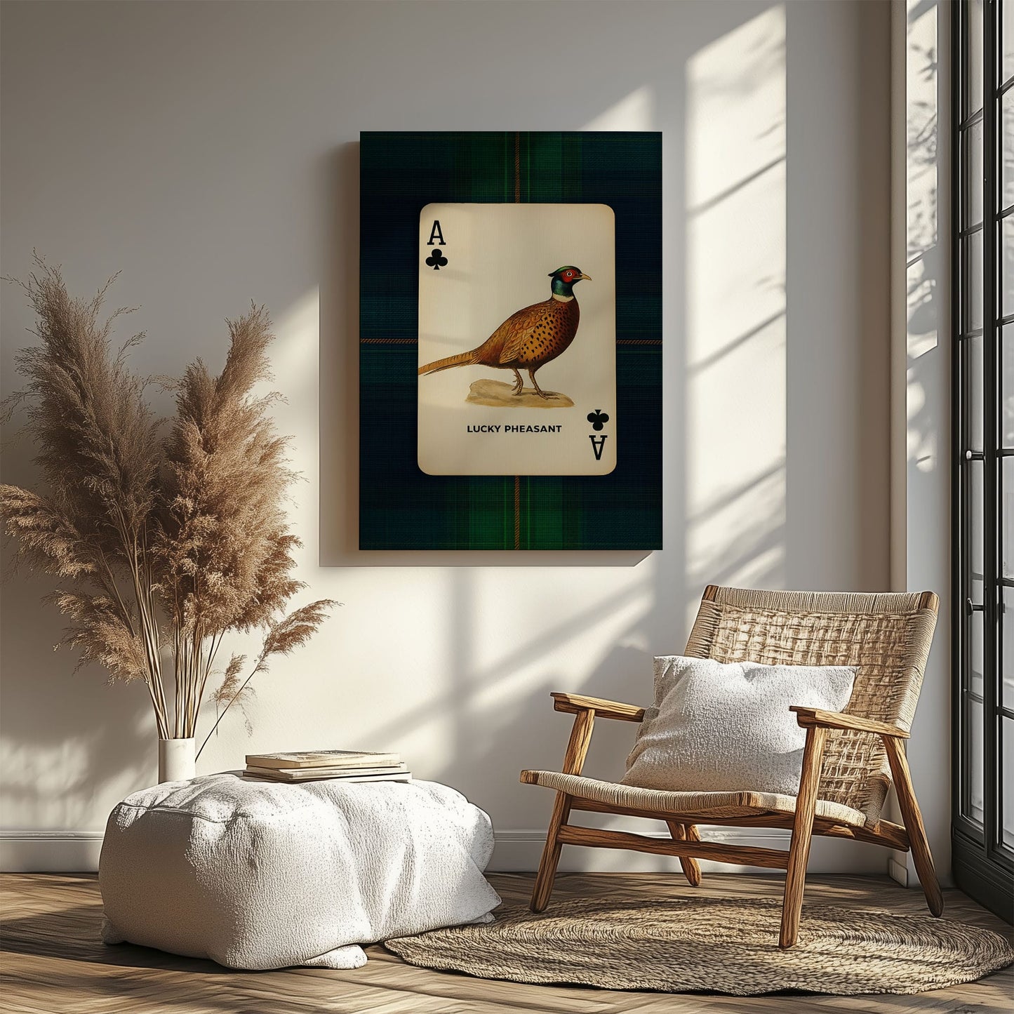 Pheasant Playing Card Art  Ace of Clubs Wildlife Print Canvas