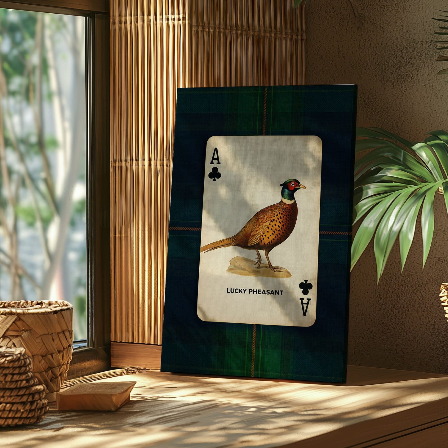 Pheasant Playing Card Art  Ace of Clubs Wildlife Print Canvas