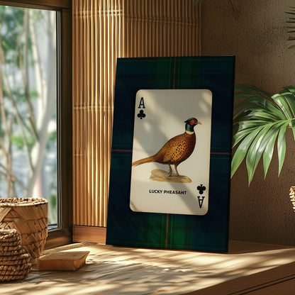 Pheasant Playing Card Art  Ace of Clubs Wildlife Print Canvas