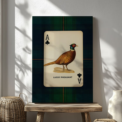 Pheasant Playing Card Art  Ace of Clubs Wildlife Print Canvas