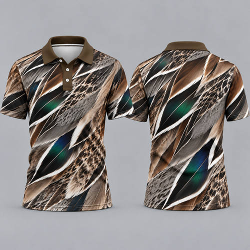 Northern Pintail feather pattern Polo Shirt VCE051029