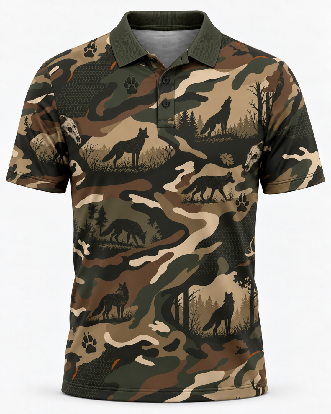 Coyote Hunting Pattern Polo Shirt DP1012