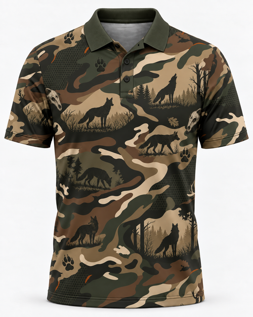 Coyote Hunting Pattern Polo Shirt DP1012