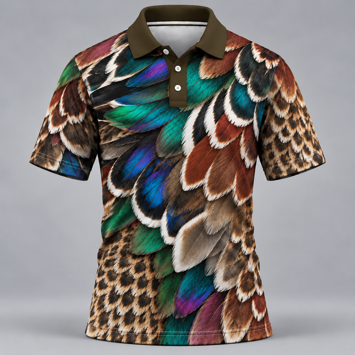 Wood Duck feather pattern Polo Shirt VCE051030