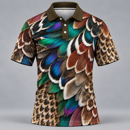 Wood Duck feather pattern Polo Shirt VCE051030