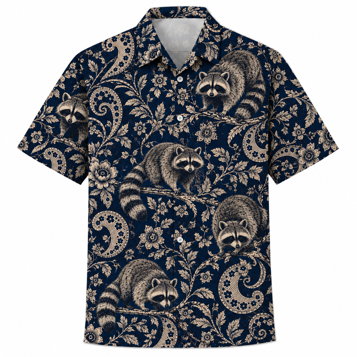 Midnight Raccoon Paisley Men Polo Shirt VCP1047
