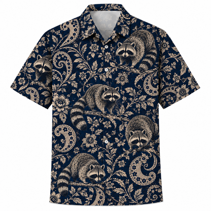 Midnight Raccoon Paisley Men Polo Shirt VCP1047