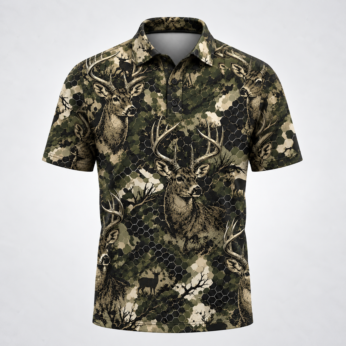 Tactical Hexagonal Deer Hunting Camo Polo Shirt VCP1042