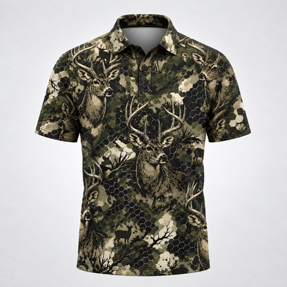 Tactical Hexagonal Deer Hunting Camo Polo Shirt VCP1042