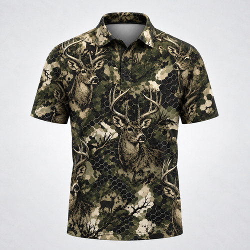 Tactical Hexagonal Deer Hunting Camo Polo Shirt VCP1042