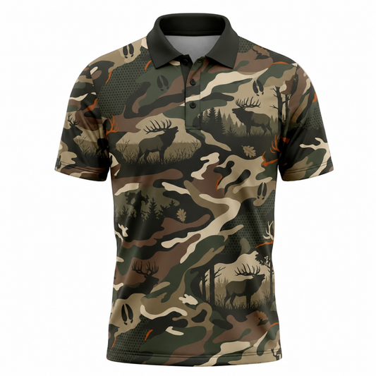 Elk hunting camo polo shirt VC1109