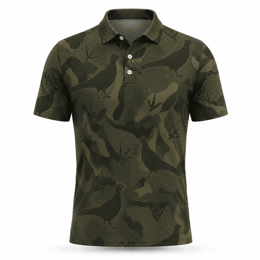 Pheasant Camouflage Hunting Men Polo Shirt