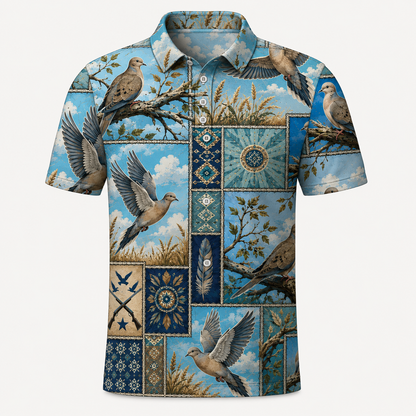 Mourning Dove Southwestern Patchwork Polo Shirt DVC006