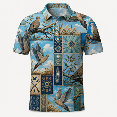 Mourning Dove Southwestern Patchwork Polo Shirt DVC006