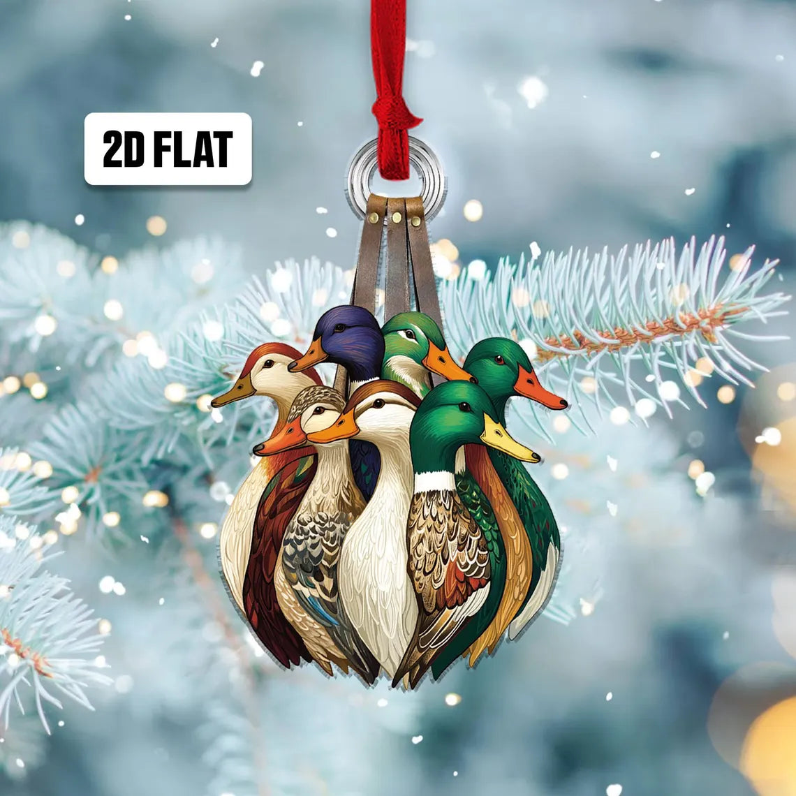 Duck Hunting Flat Ornament, Hunting Rearview Mirror Car Accessories, Hunting Christmas Ornament