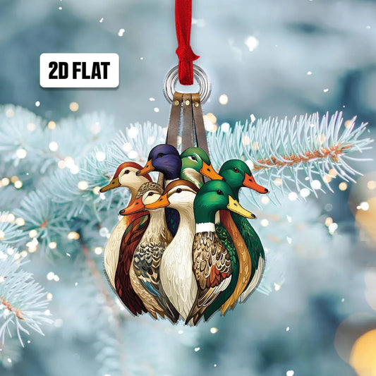 Duck Hunting Flat Ornament, Hunting Rearview Mirror Car Accessories, Hunting Christmas Ornament