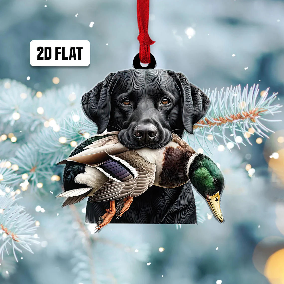 Dog Hunting Christmas Ornament, Duck Xmas Gift for Hunting Lover