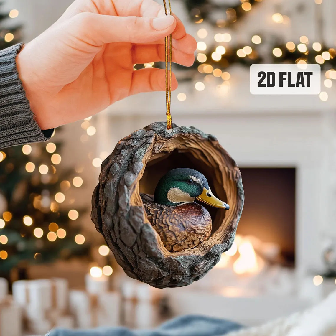 Mallard Duck 2D Flat Ornament, Duck Hunting Rearview Mirror Car Accessories