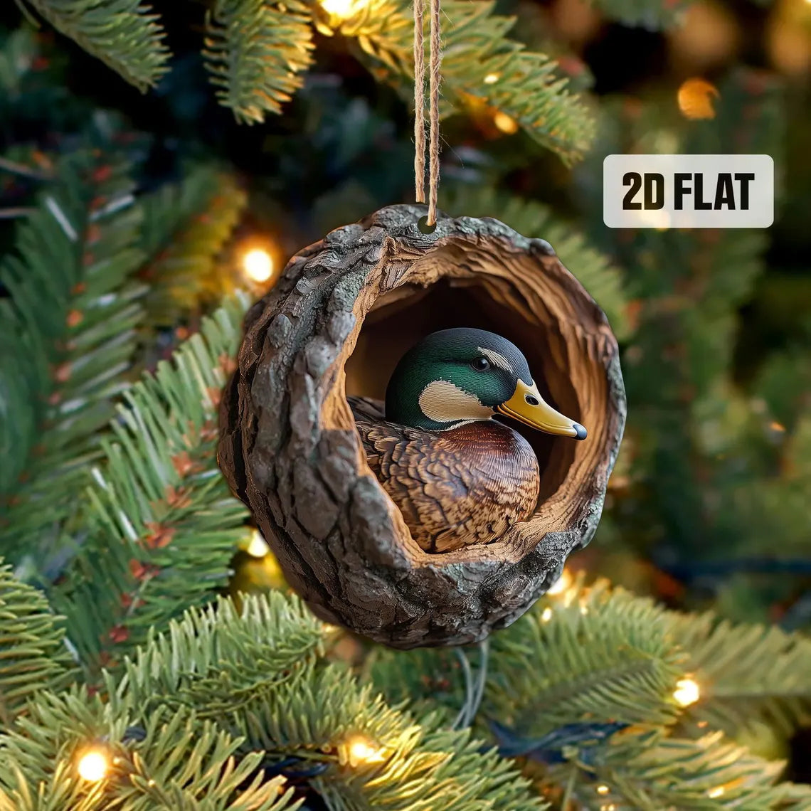 Mallard Duck 2D Flat Ornament, Duck Hunting Rearview Mirror Car Accessories