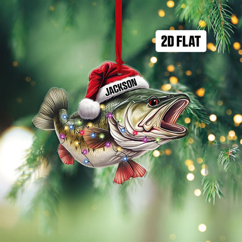Personalized Fishing 2D Flat Ornament, Custom Name Christmas Ornament, Fisherman Ornament