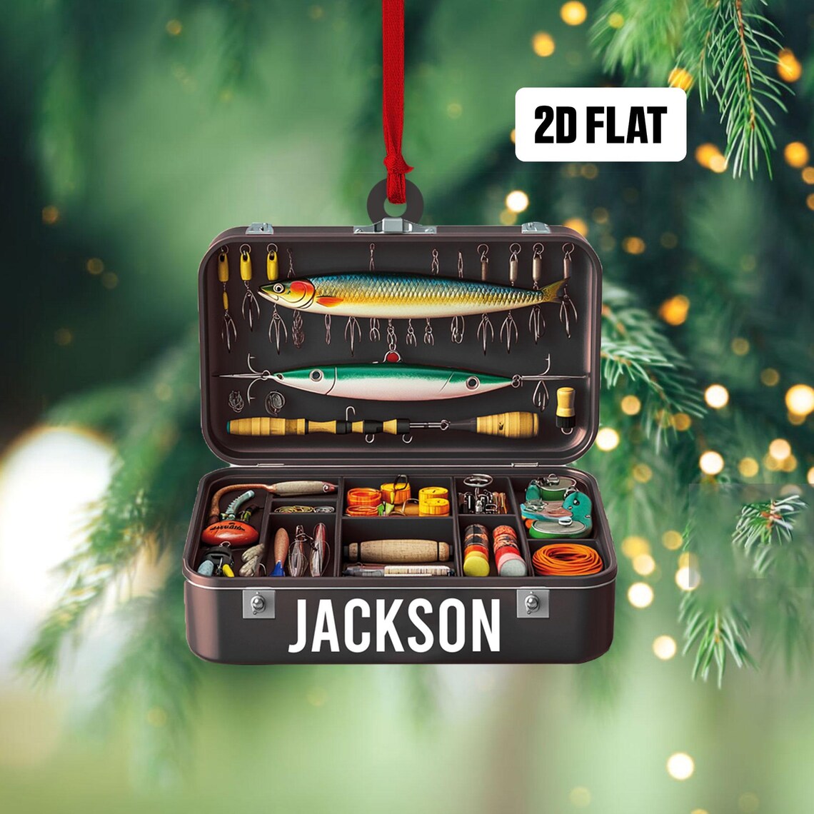Custom Name Christmas Ornament, Fisherman Ornament, Fishing Dad Ornament