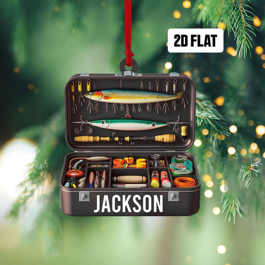 Custom Name Christmas Ornament, Fisherman Ornament, Fishing Dad Ornament