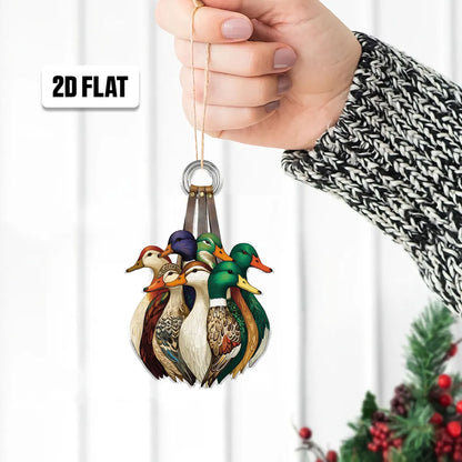 Duck Hunting Flat Ornament, Hunting Rearview Mirror Car Accessories, Hunting Christmas Ornament
