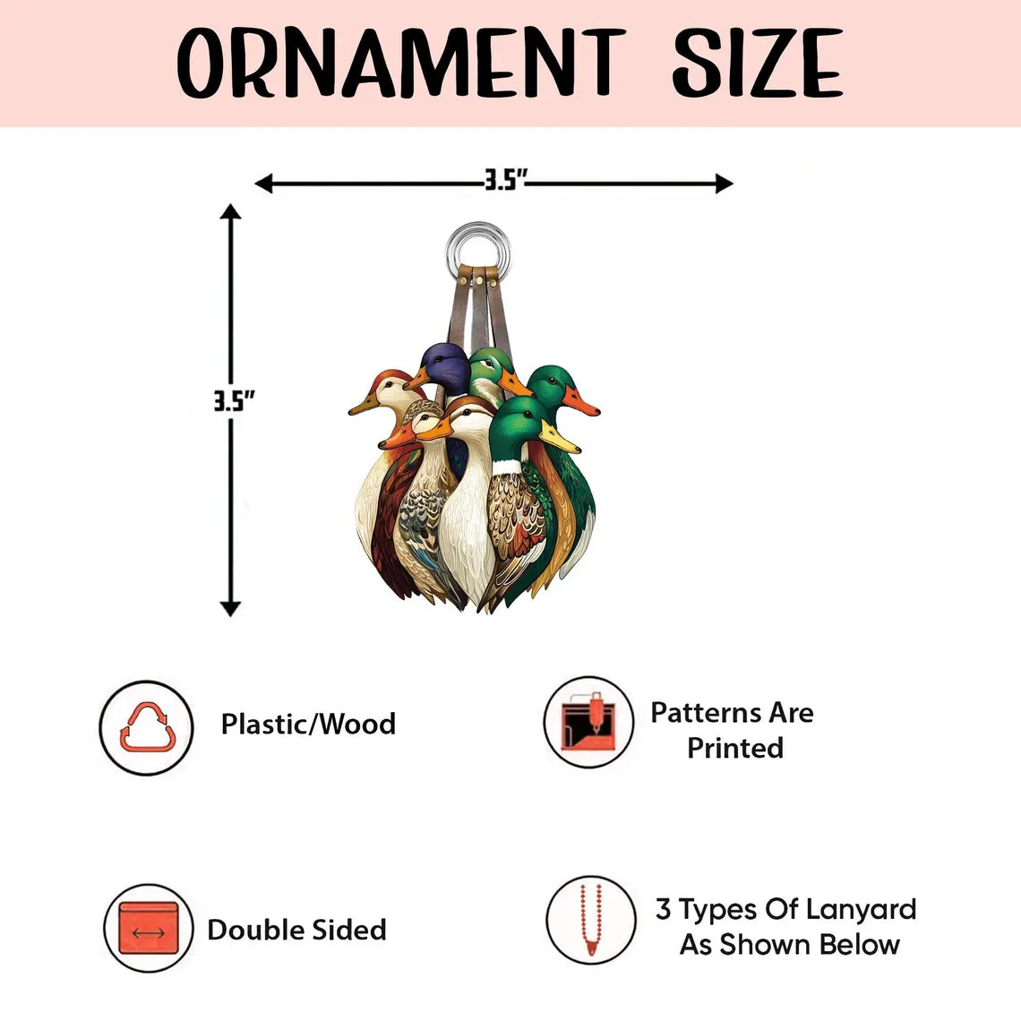 Duck Hunting Flat Ornament, Hunting Rearview Mirror Car Accessories, Hunting Christmas Ornament