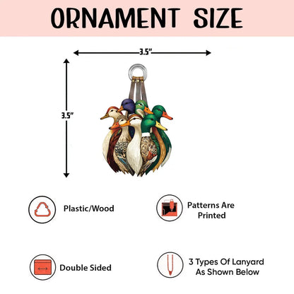 Duck Hunting Flat Ornament, Hunting Rearview Mirror Car Accessories, Hunting Christmas Ornament