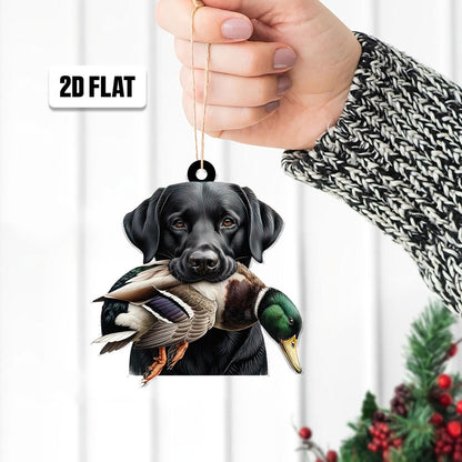 Dog Hunting Christmas Ornament, Duck Xmas Gift for Hunting Lover