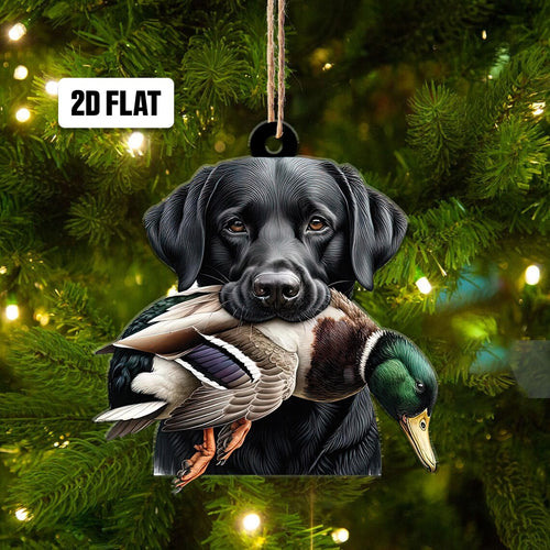 Dog Hunting Christmas Ornament, Duck Xmas Gift for Hunting Lover