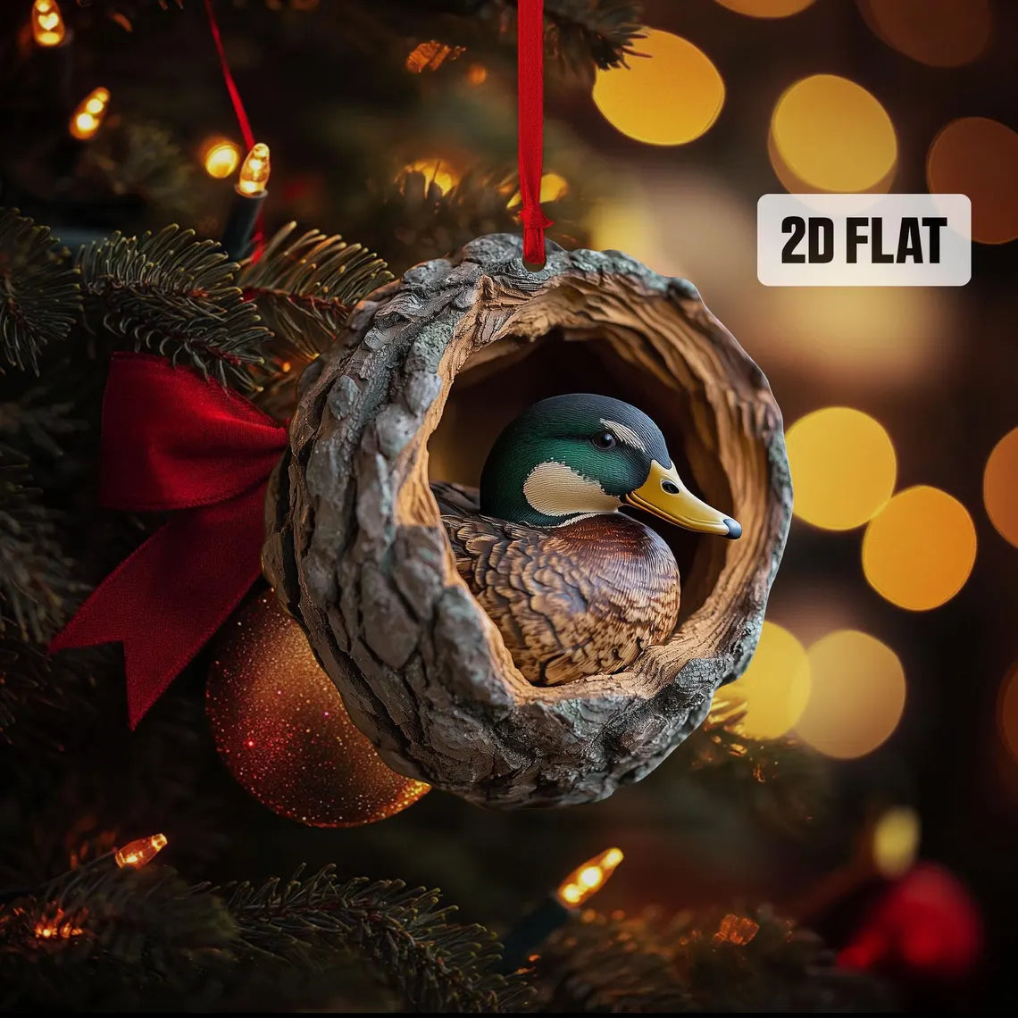 Mallard Duck 2D Flat Ornament, Duck Hunting Rearview Mirror Car Accessories